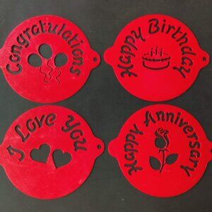 Vintage Cake Decorating Stencils Set of  4  -Reusable Heavy Plastic - 8”